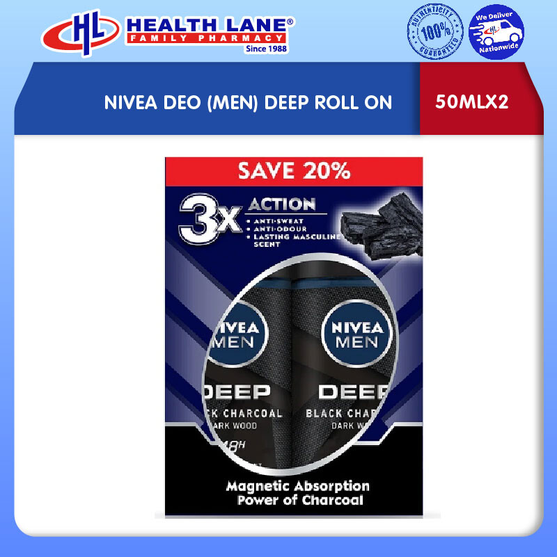 NIVEA DEO (MEN) DEEP ROLL ON 50MLX2